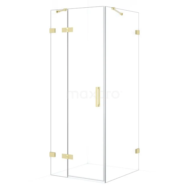 Diamond Shower enclosure | 80x70 cm Light gold Clear glass Pivot door Rectangle CDB213507420LG