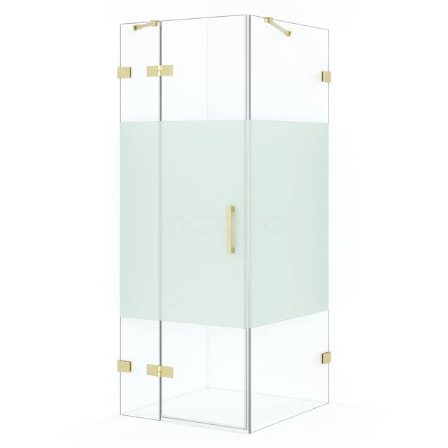 Diamond Shower cabin | 80x80 cm Light gold Clear with matt strip Pivot door Square CDB213508423LG