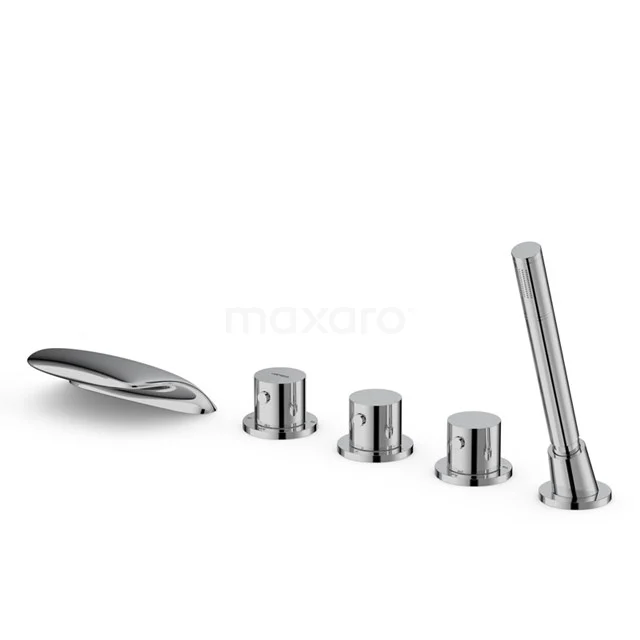 Waterfall Bath tap with Handheld shower Radius Chrome, Bath rim mounted, Chrome BSE-5503-00006
