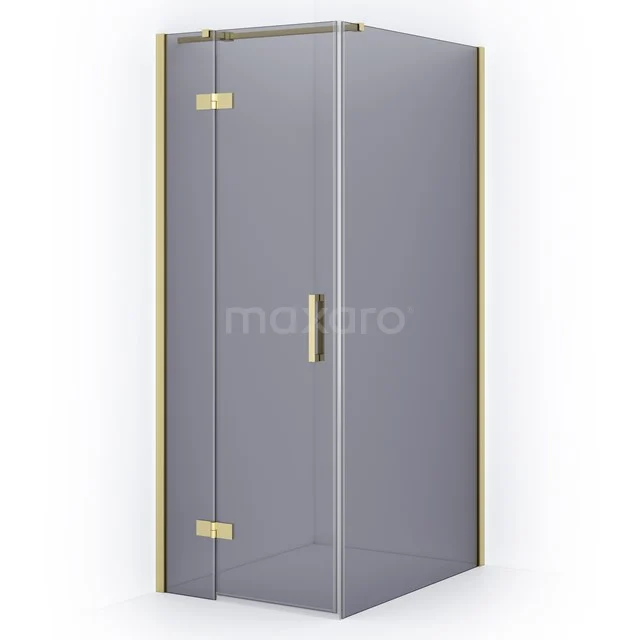 Diamond Shower enclosure | 90x80 cm Light gold Smoke glass Pivot door Rectangle CDB213509311LG
