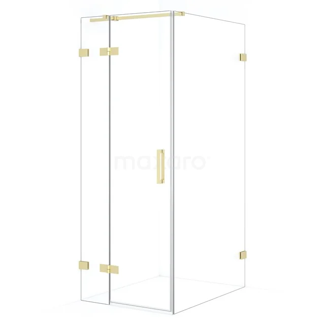 Diamond Duschkabine | 100x80 cm Helles Gold Drehtür Rechteck CDB213510320LG