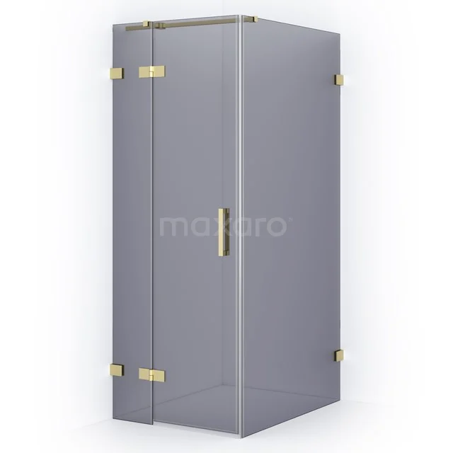 Diamond Shower enclosure | 90x80 cm Light gold Smoke glass Pivot door Rectangle CDB213509321LG