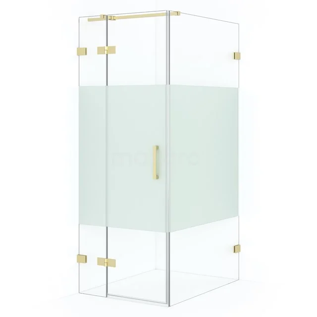 Diamond Shower enclosure | 90x80 cm Light gold Clear with matt strip Pivot door Rectangle CDB213509323LG