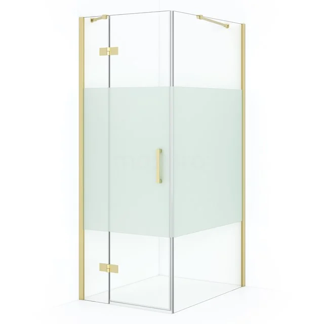 Diamond Shower enclosure | 90x80 cm Light gold Clear with matt strip Pivot door Rectangle CDB213509413LG