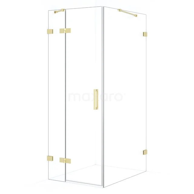 Diamond Shower enclosure | 90x80 cm Light gold Clear glass Pivot door Rectangle CDB213509420LG