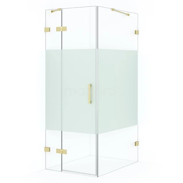 Diamond Shower enclosure | 90x80 cm Light gold Clear with matt strip Pivot door Rectangle CDB213509423LG