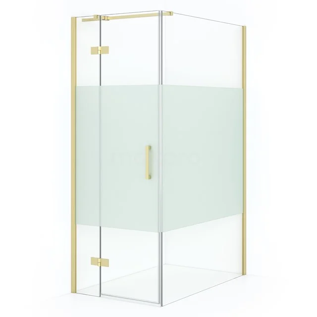 Diamond Shower enclosure | 110x80 cm Light gold Clear with matt strip Pivot door Rectangle CDB213511313LG