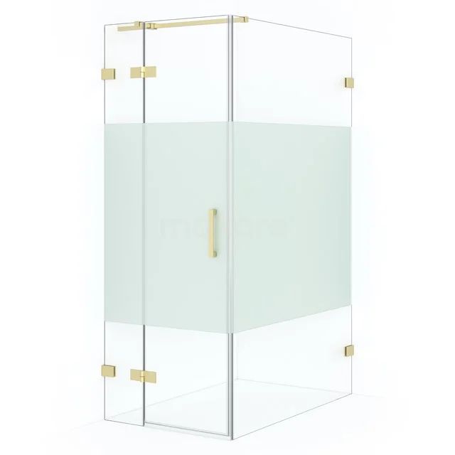 Diamond Shower enclosure | 110x80 cm Light gold Clear with matt strip Pivot door Rectangle CDB213511323LG