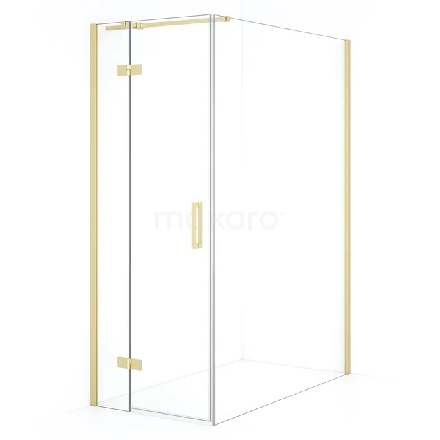 Diamond Shower enclosure | 140x80 cm Light gold Clear glass Pivot door Rectangle CDB213514310LG