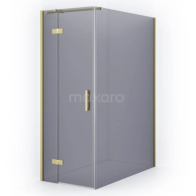 Diamond Shower enclosure | 140x80 cm Light gold Smoke glass Pivot door Rectangle CDB213514311LG