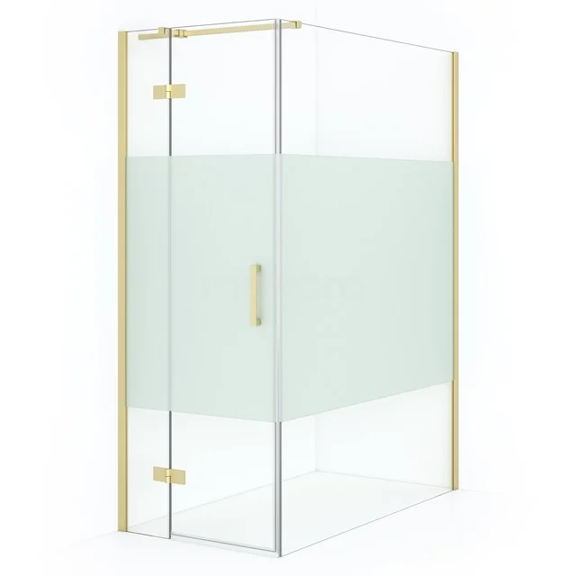 Diamond Shower enclosure | 140x80 cm Light gold Clear with matt strip Pivot door Rectangle CDB213514313LG