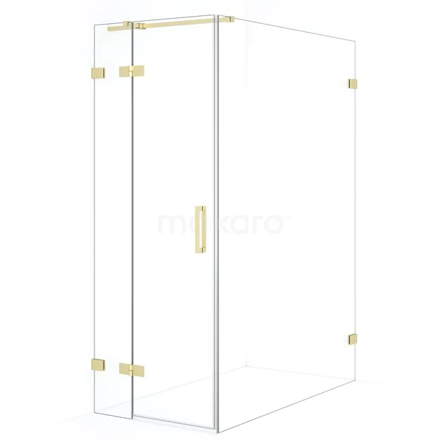 Diamond Shower enclosure | 140x80 cm Light gold Clear glass Pivot door Rectangle CDB213514320LG