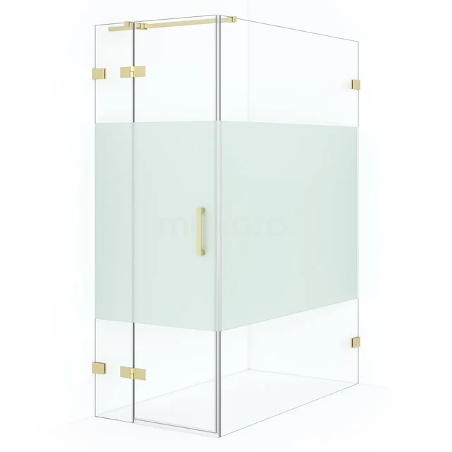 Diamond Shower enclosure | 140x80 cm Light gold Clear with matt strip Pivot door Rectangle CDB213514323LG