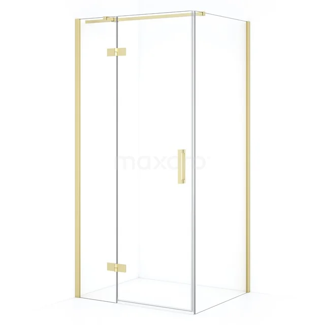 Diamond Duschkabine | 100x80 cm Helles Gold Drehtür Rechteck CDB214608310LG