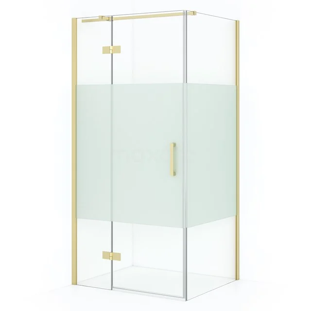 Diamond Douchecabine | 100x80 cm Lichtgoud Helder met matte strook Draaideur Rechthoek CDB214608313LG