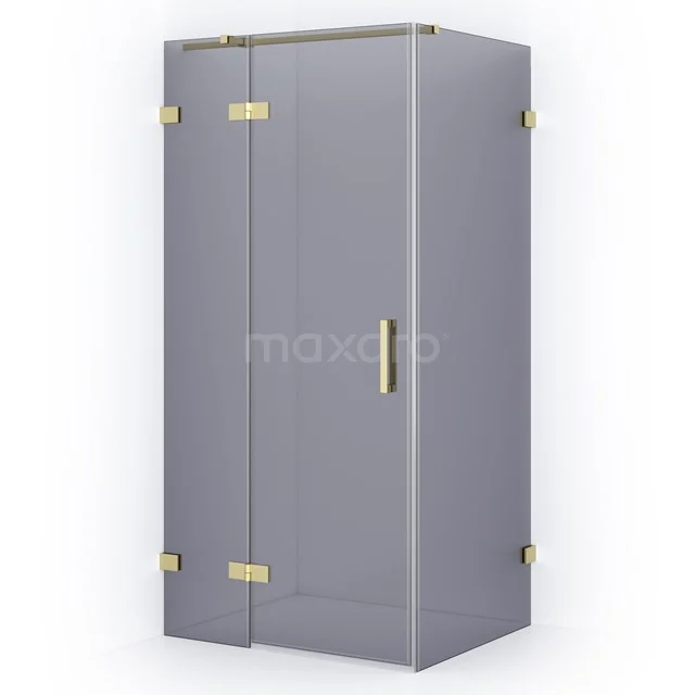 Diamond Shower enclosure | 90x80 cm Light gold Smoke glass Pivot door Rectangle CDB213608321LG