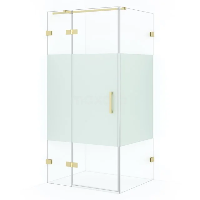 Diamond Shower enclosure | 90x80 cm Light gold Clear with matt strip Pivot door Rectangle CDB213608323LG
