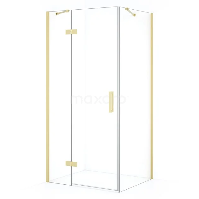 Diamond Shower enclosure | 90x70 cm Light gold Clear glass Pivot door Rectangle CDB213607410LG