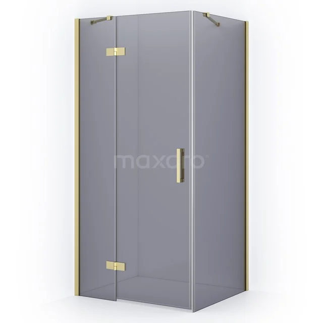 Diamond Shower enclosure | 90x80 cm Light gold Smoke glass Pivot door Rectangle CDB213608411LG