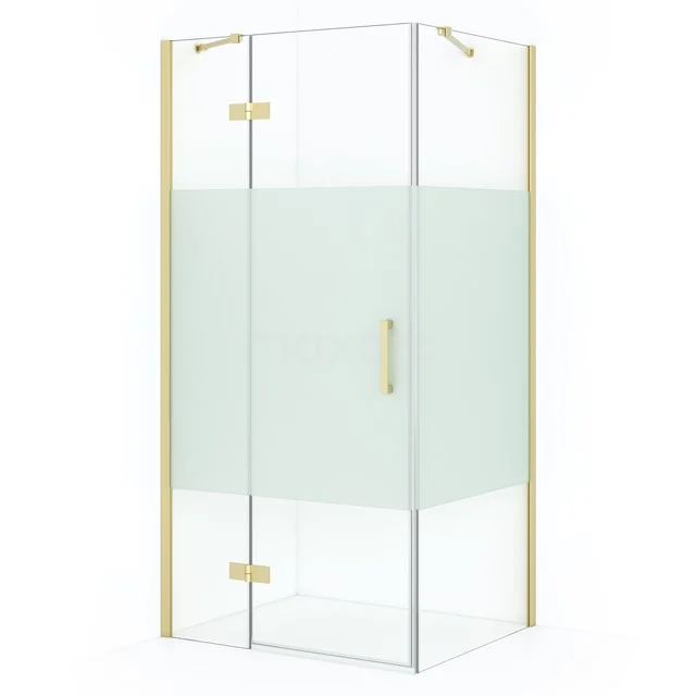 Diamond Shower enclosure | 90x80 cm Light gold Clear with matt strip Pivot door Rectangle CDB213608413LG