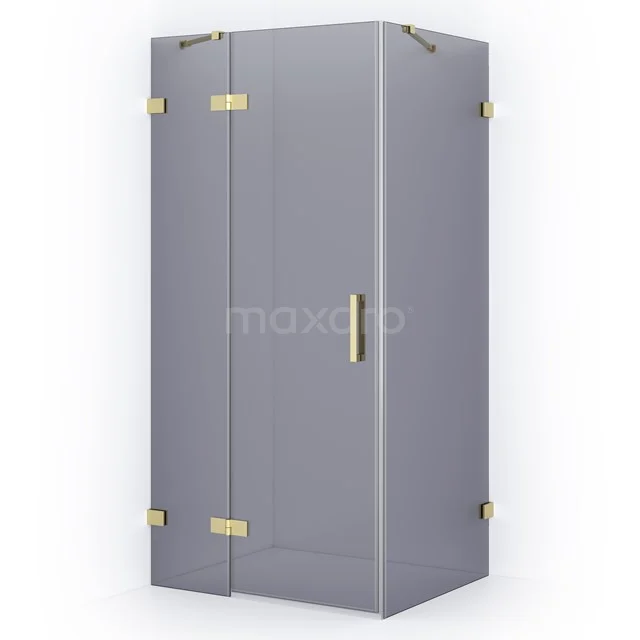 Diamond Shower enclosure | 90x80 cm Light gold Smoke glass Pivot door Rectangle CDB213608421LG