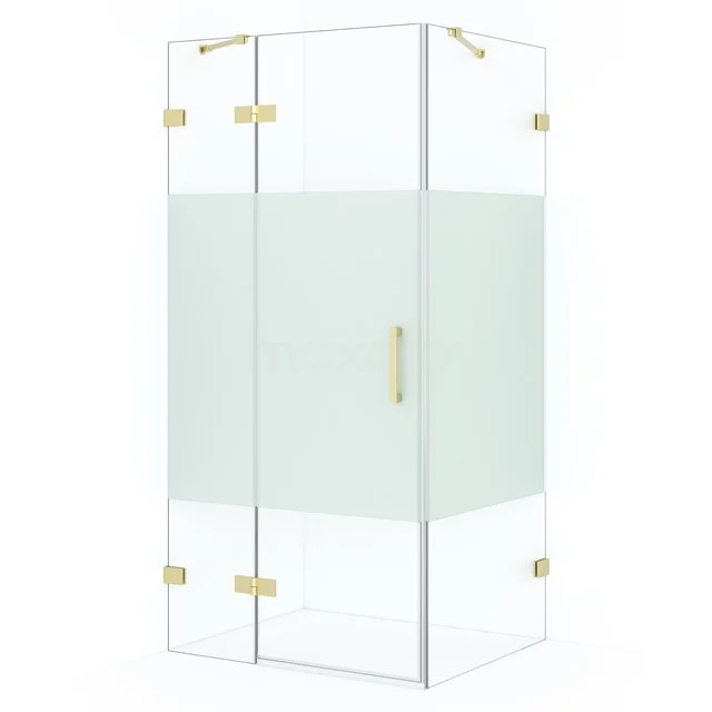 Diamond Shower enclosure | 90x80 cm Light gold Clear with matt strip Pivot door Rectangle CDB213608423LG