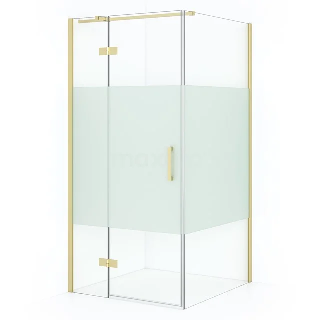Diamond Shower enclosure | 90x90 cm Light gold Clear with matt strip Pivot door Square CDB213609313LG