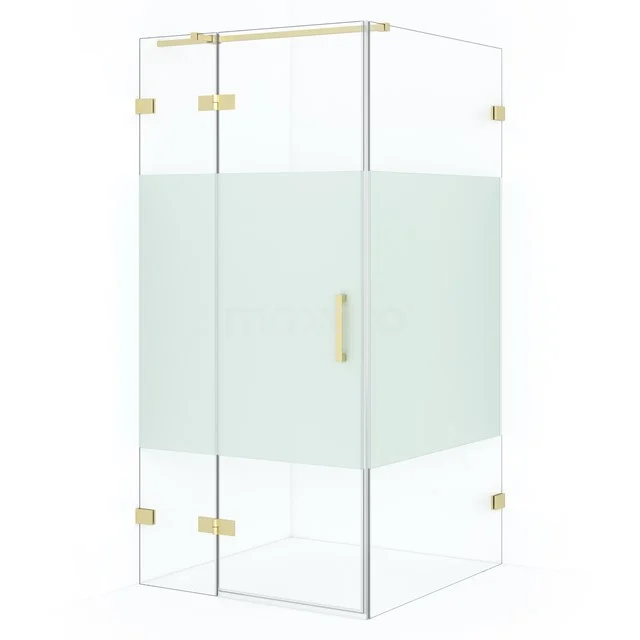 Diamond Shower enclosure | 90x90 cm Light gold Clear with matt strip Pivot door Square CDB213609323LG