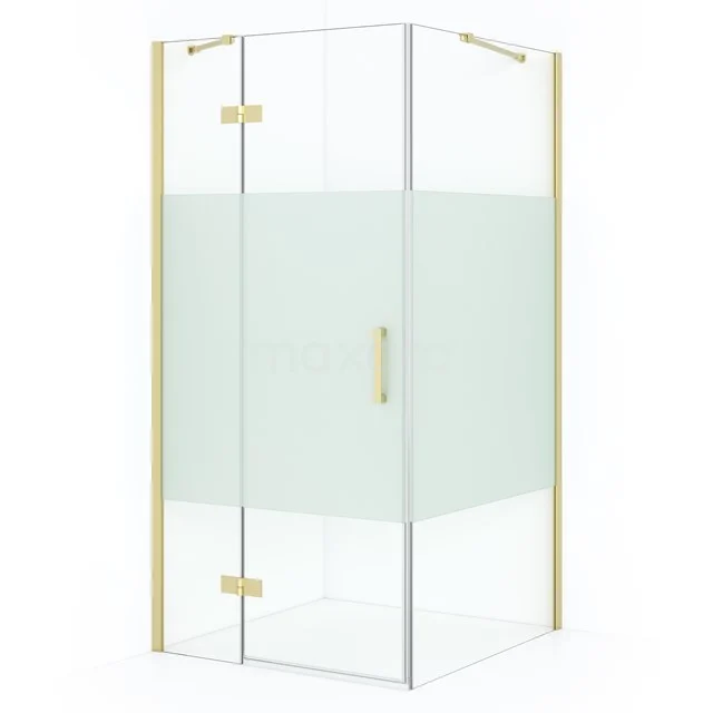 Diamond Shower enclosure | 90x90 cm Light gold Clear with matt strip Pivot door Square CDB213609413LG