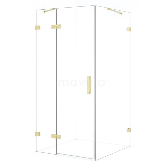Diamond Shower enclosure | 90x90 cm Light gold Clear glass Pivot door Square CDB213609420LG