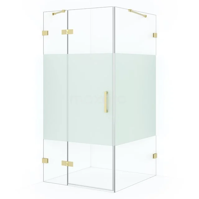 Diamond Shower enclosure | 90x90 cm Light gold Clear with matt strip Pivot door Square CDB213609423LG