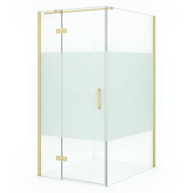 Diamond Shower enclosure | 110x90 cm Light gold Clear with matt strip Pivot door Rectangle CDB213611313LG