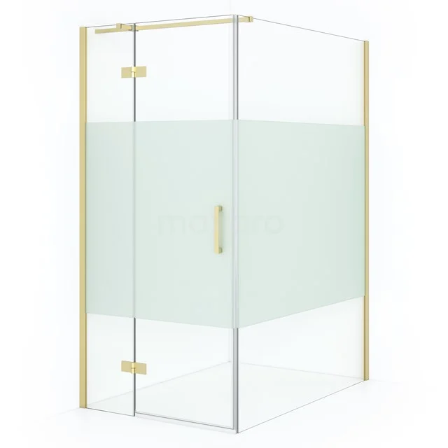 Diamond Shower enclosure | 140x100 cm Light gold Clear with matt strip Pivot door Rectangle CDB214614313LG