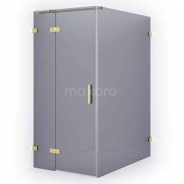 Diamond Shower enclosure | 140x90 cm Light gold Smoke glass Pivot door Rectangle CDB213614321LG