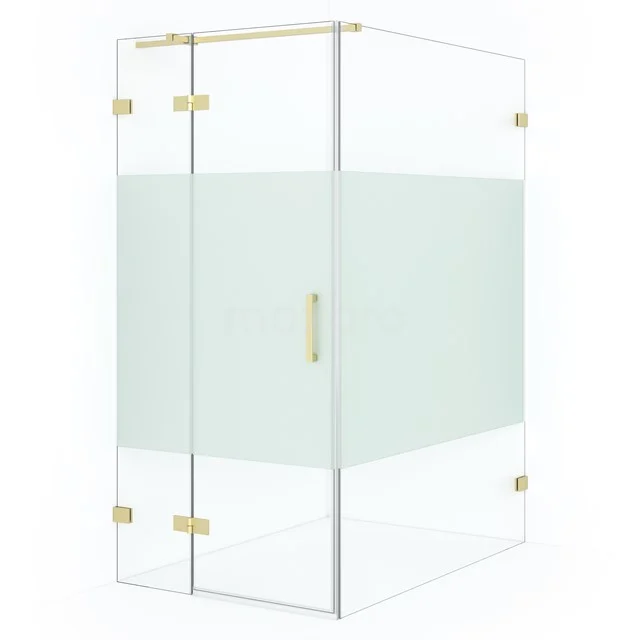 Diamond Shower enclosure | 140x90 cm Light gold Clear with matt strip Pivot door Rectangle CDB213614323LG
