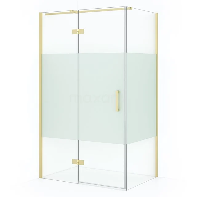 Diamond Shower enclosure | 110x80 cm Light gold Clear with matt strip Pivot door Rectangle CDB216508313LG