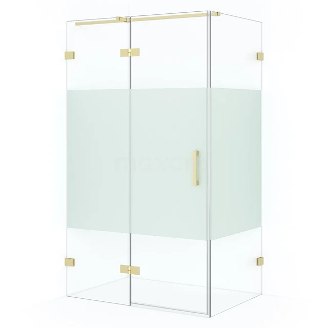 Diamond Shower enclosure | 110x80 cm Light gold Clear with matt strip Pivot door Rectangle CDB216508323LG