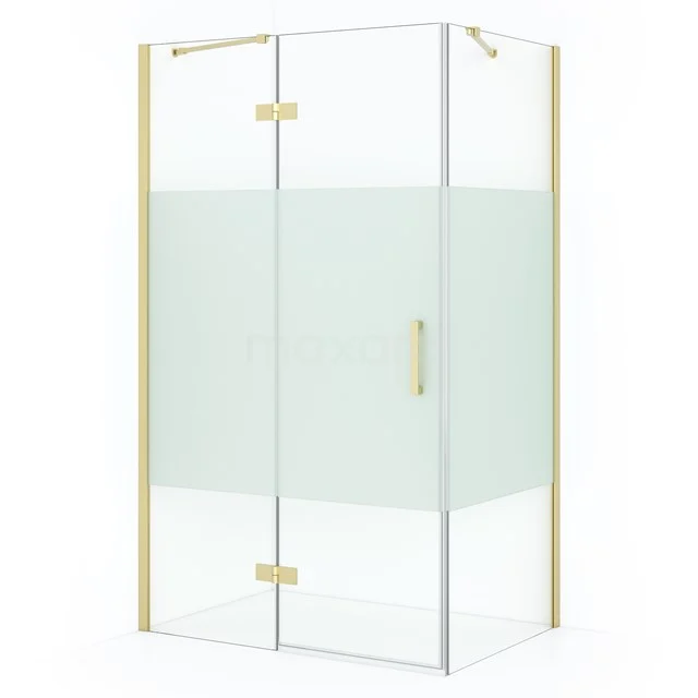 Diamond Shower enclosure | 110x80 cm Light gold Clear with matt strip Pivot door Rectangle CDB216508413LG