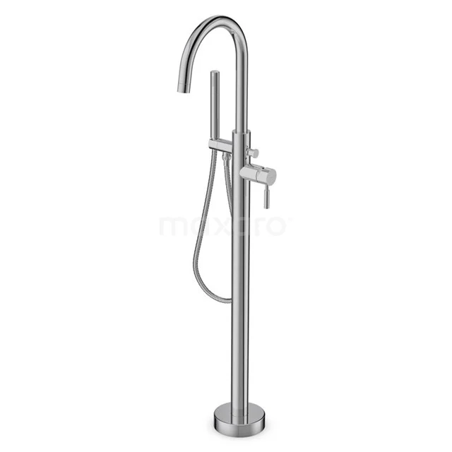 Radius Freistehende Badewannenarmaturen | Chrom Einhebelmischer mit Handbrause BSG-5503-00000 Freistehende chromatische Badewannenarmatur mit rundem Fuß, gebogenem Auslauf und Handbrause für einen modernen Badezimmerstil.