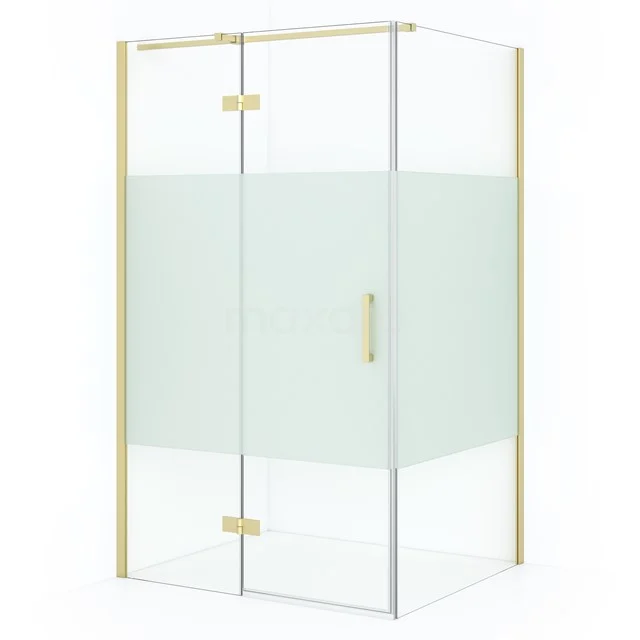 Diamond Shower enclosure | 110x90 cm Light gold Clear with matt strip Pivot door Rectangle CDB216509313LG