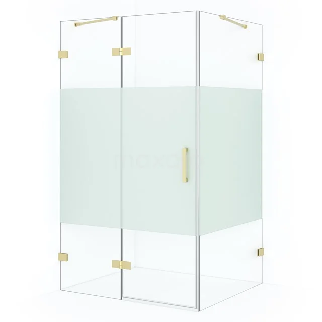Diamond Shower enclosure | 110x90 cm Light gold Clear with matt strip Pivot door Rectangle CDB216509423LG