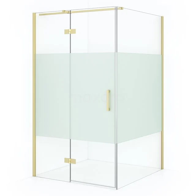 Diamond Shower enclosure | 120x110 cm Light gold Clear with matt strip Pivot door Rectangle CDB216611313LG