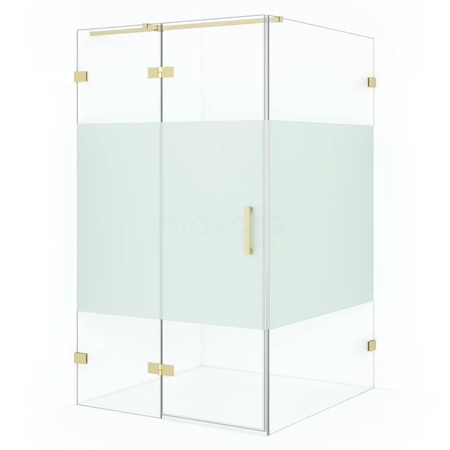 Diamond Shower enclosure | 120x110 cm Light gold Clear with matt strip Pivot door Rectangle CDB216611323LG