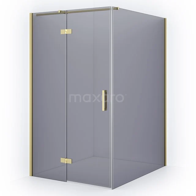 Diamond Shower enclosure | 140x110 cm Light gold Smoke glass Pivot door Rectangle CDB216514311LG