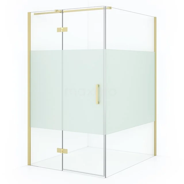 Diamond Shower enclosure | 140x120 cm Light gold Clear with matt strip Pivot door Rectangle CDB216614313LG