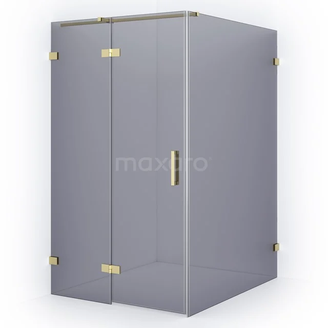 Diamond Shower enclosure | 140x120 cm Light gold Smoke glass Pivot door Rectangle CDB216614321LG