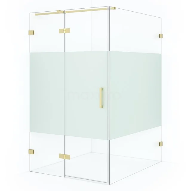 Diamond Shower enclosure | 140x120 cm Light gold Clear with matt strip Pivot door Rectangle CDB216614323LG
