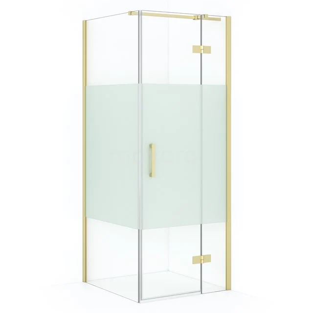 Diamond Shower enclosure | 80x80 cm Light gold Clear with matt strip Pivot door Square CDB223508313LG