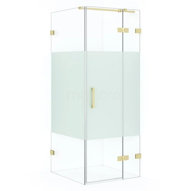 Diamond Shower enclosure | 80x80 cm Light gold Clear with matt strip Pivot door Square CDB223508323LG