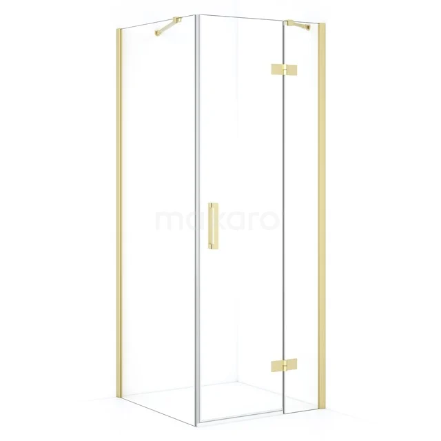 Diamond Douchecabine | 80x70 cm Lichtgoud Helder glas Draaideur Rechthoek CDB223507410LG